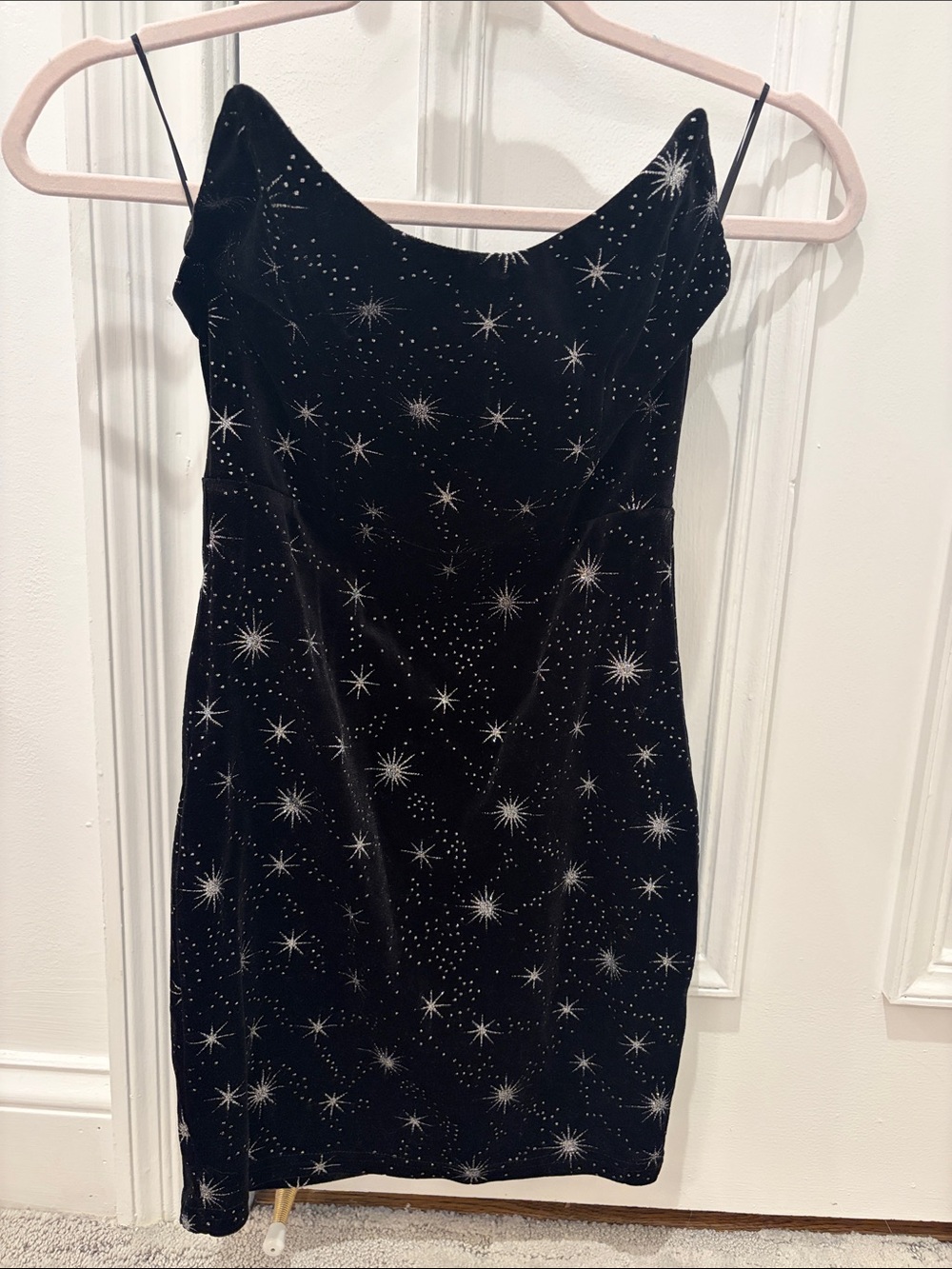 superdown Black Velvet Star-Embellished Mini Dress
